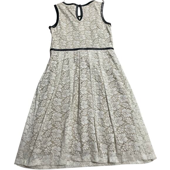 Cynthia Rowley Sleeveless Sheath Dress Lace Lined Cocktail Sz 6 White Tan Black - Picture 6 of 8